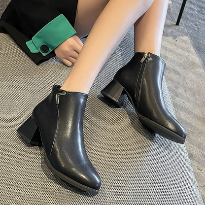Round Head Chunky Heel Short