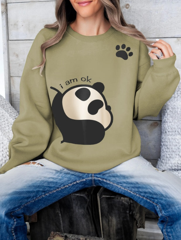 Long Sleeved Panda Print Hoodie