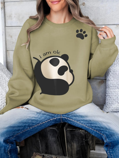 Long Sleeved Panda Print Hoodie