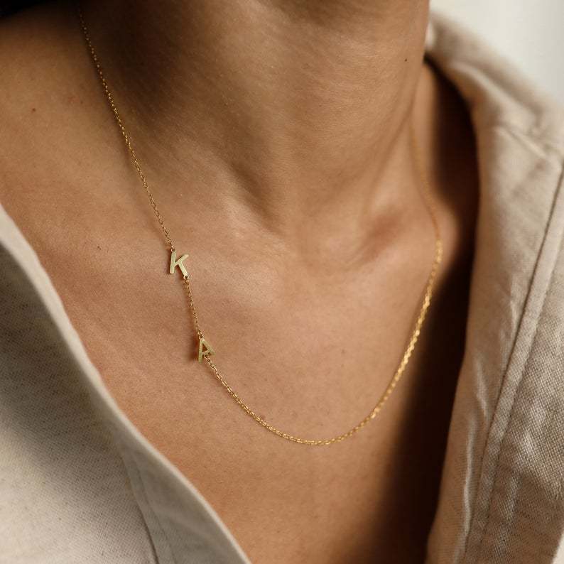 Silver Center Letter Necklace