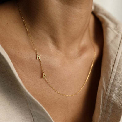 Silver Center Letter Necklace