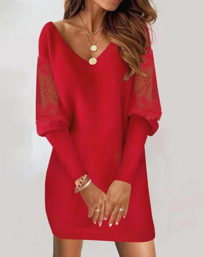V-Kleid aus Samtspitze
