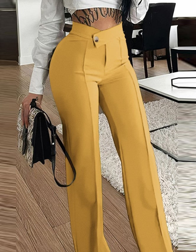 Slim Straight-leg Pants With Buckle