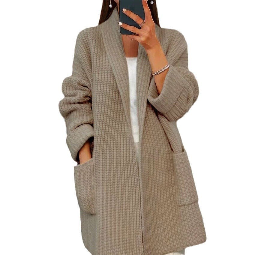 Lapel Knitted Cardigan - Damshop
