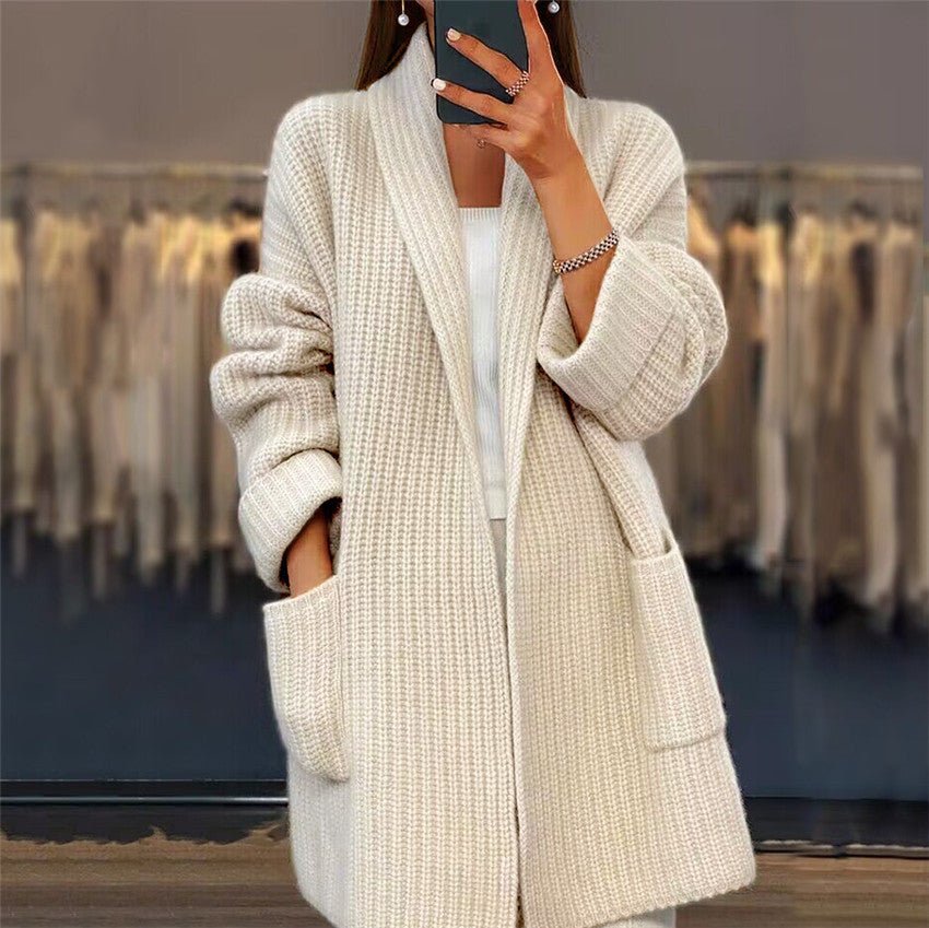 Lapel Knitted Cardigan - Damshop