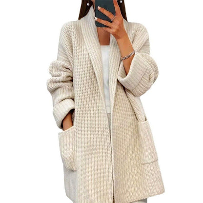 Lapel Knitted Cardigan - Damshop