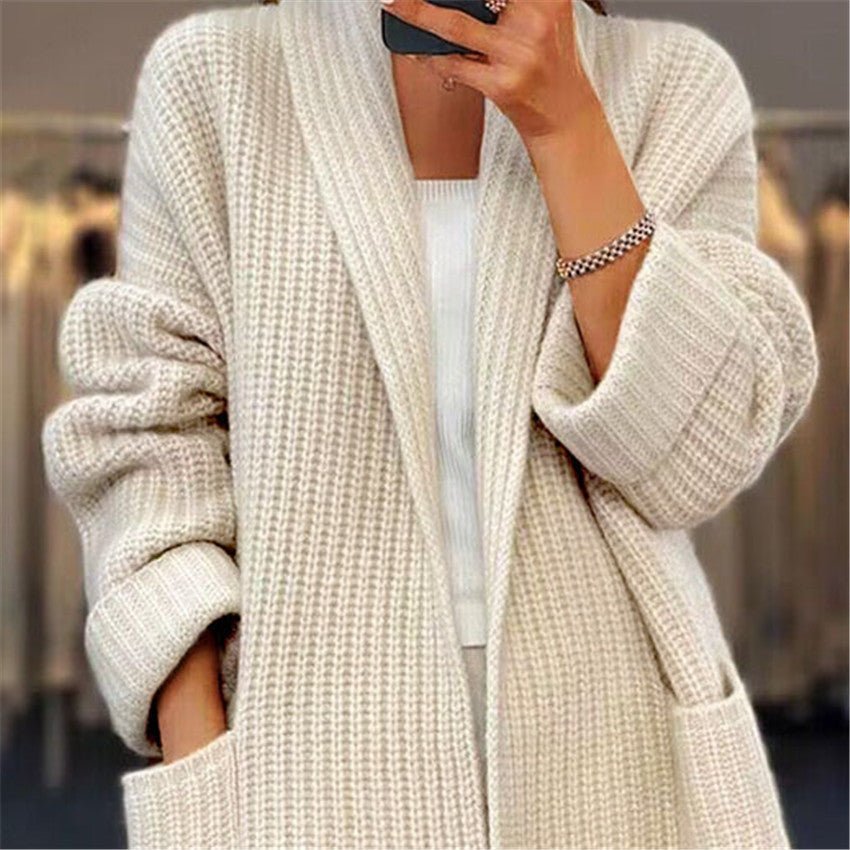 Lapel Knitted Cardigan - Damshop